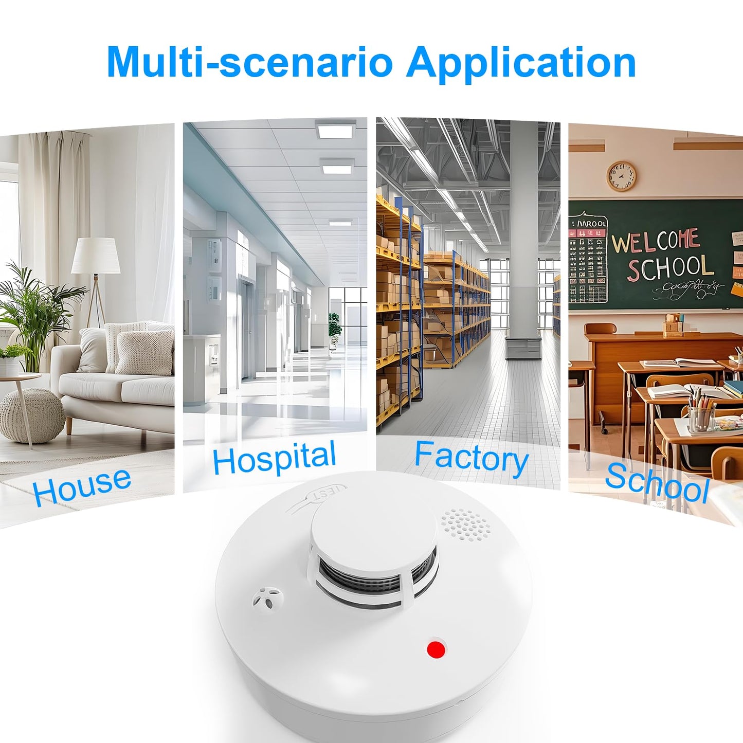 3 Pack Smoke Detector Photoelectric Smoke Alarm with Test/Mute Button, Replaceable AA Battery Battery Powered Fire Alarms for Home(Battery Not Included) S01D