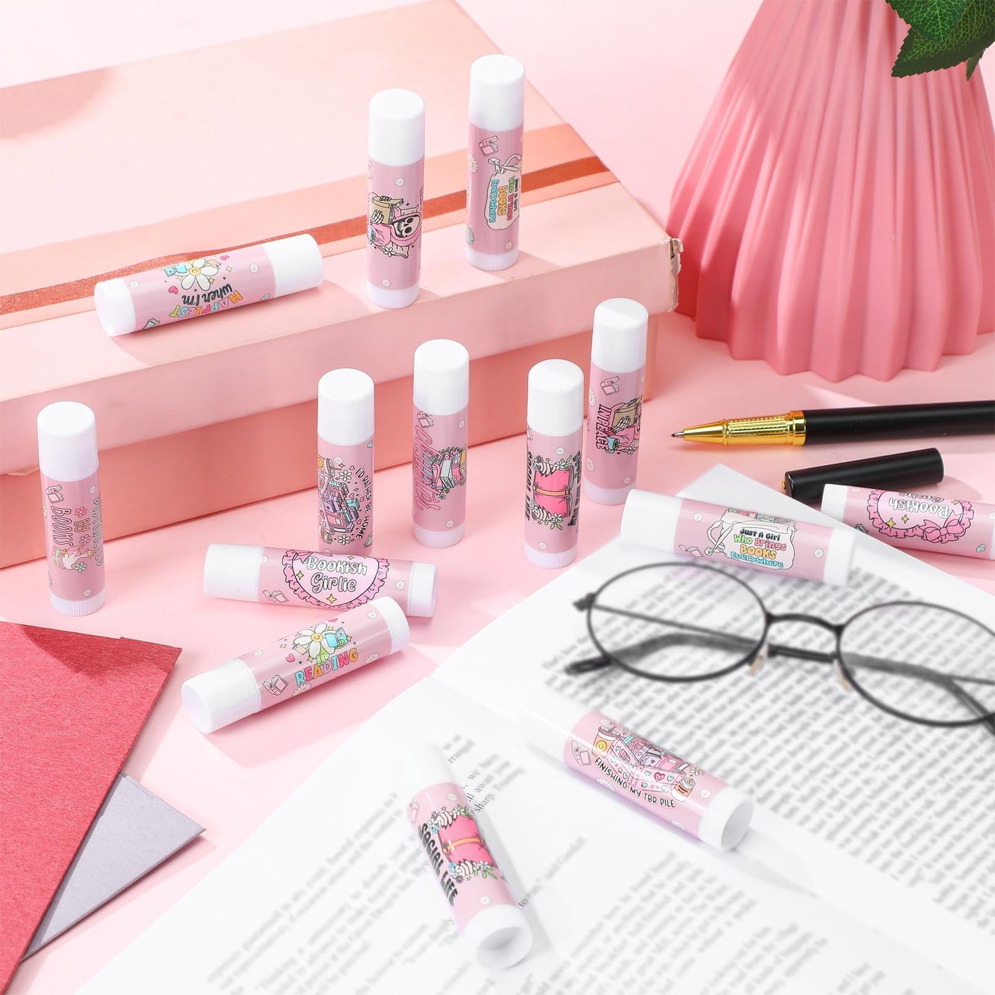 Heigble 16 Pcs Bookish Book Club Gifts Lip Balms Bulk Book Club Lover Bookish Party Favors Librarian Bookworms Readers Lip Balm