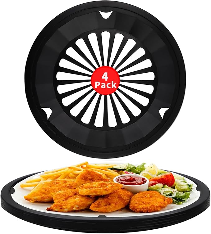 Paper Plate Holders 4 Packs with Snap-in Grooves 10.5 Inch Plastic Paper Plate Holders Reusable 4 Color Heavy Duty Supports for Picnic Party Dinner