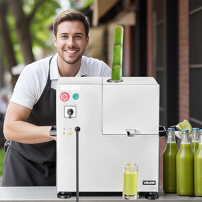 VEVOR Commercial Sugar Cane Juicer, 800W Electric Sugarcane Juicer Machine with 661LBS/H High Output, 4 Stainless Steel Rollers, Sugar Cane Press Juice Extractor Squeezer for Home/Commercial Use