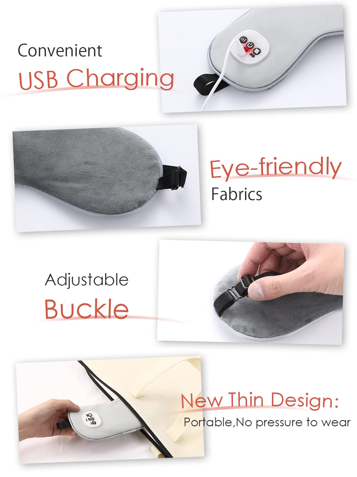 SandKing Wireless Heated Eye Massager with Cooling Eye Pad, Vibrating Heating Sleeping Mask for Men Women Kids -USB Charing Heated Eye Mask Electric for Dry Eyes, Relax,Travel