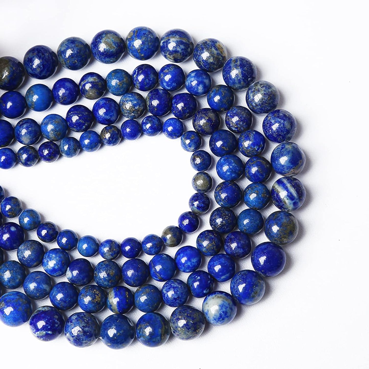10mm 32PCS AAA+ Natural Lapis Lazuli Gemstone Beads Round Loose Stone Beads for Jewelry Making DIY Bracelets Necklace Earrings 32" 2 Strands