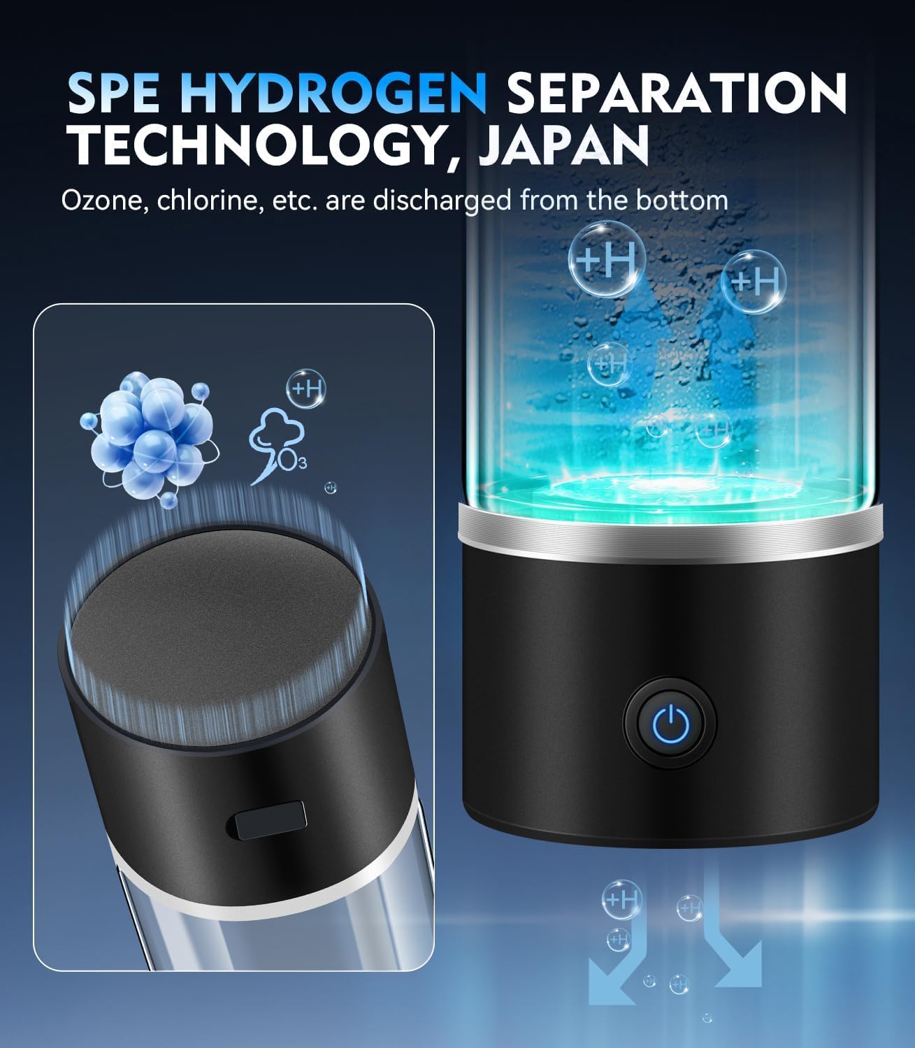 4.0 Upgrade Hydrogen Water Bottle & Double Hydrogen Content 【NO.1-100% Odorless】【SGS Certification - 4000PPB】 Hydrogen Water Bottle - 2025 SPE PEM Technique, Applicable to Various Water