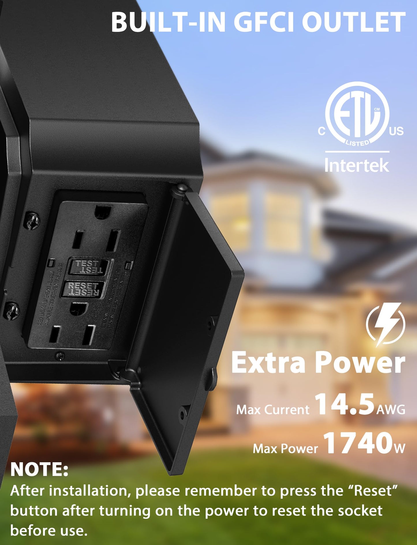 Porch Light With Gfci Outlet  14 Large Dusk To Dawn Outdoor Lights For House  Waterproof Exterior Lighting Fixtures  Black Anti-Rust Outside Wall Mount Sconce For Patio Front Door Entryway  E26