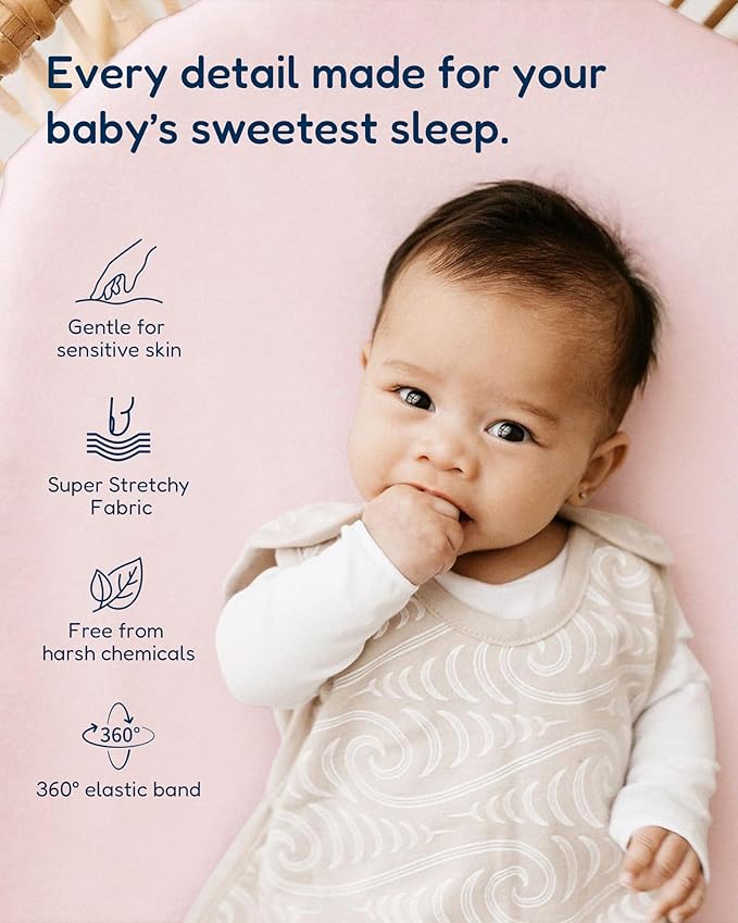 Bassinet Sheets Compatible with Baby Delight Beside Me Dreamer Bassinet, 33x20 for Baby Bedside Sleeper - Buttery Soft, Premium Stretchy Jersey Knit Sheets, 2 Pack