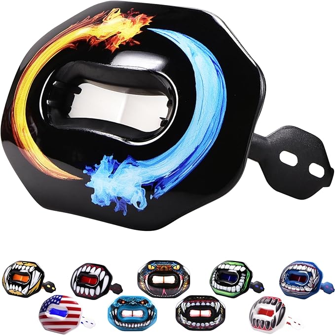 Oral Mart Flag Football Mouth Guard with 3D LipFit Design for Kids - Youth Tackle Football Mouthguard (No Boil) Cool Instant Fit Lip Guard Mouthpiece for Braces (Detachable Helmet Strap Included)