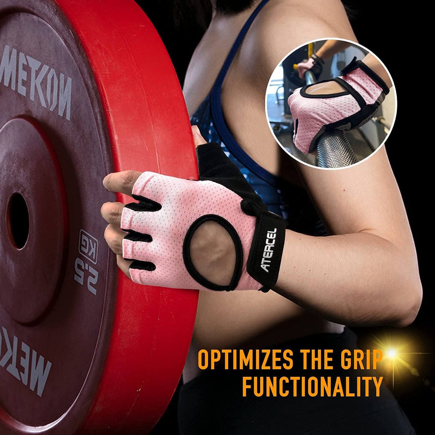 ATERCEL Weight Lifting Gloves Full Palm Protection, Workout Gloves for Gym, Cycling, Exercise, Breathable, Super Lightweight for Men and Women(Pink, X-Large)