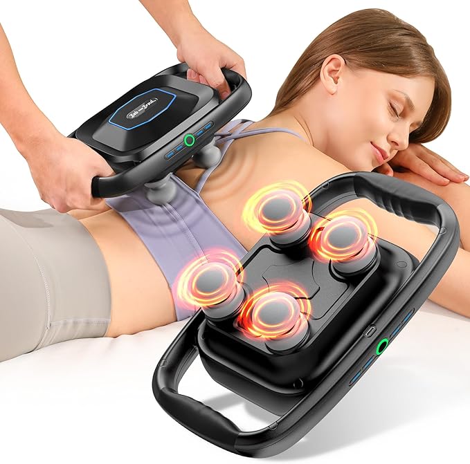 BOB AND BRAD A1 4-Head Massage Gun Deep Tissue, FSA Eligible/HSA Eligible, 4X Pain Relief Efficiency, Replaceable Massager...