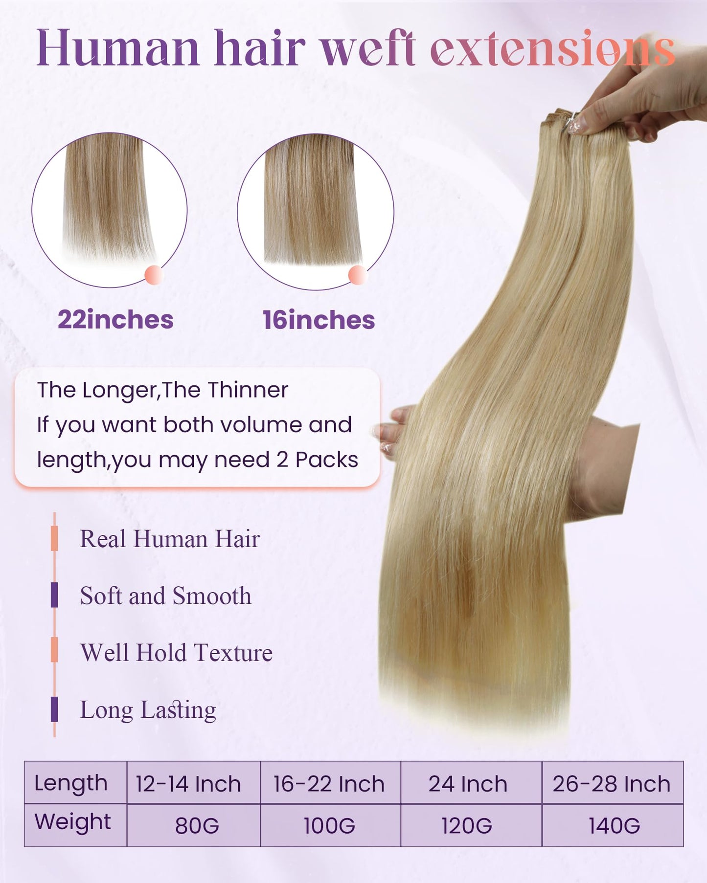 LaaVoo Sew in Hair Extensions Real Human Hair Short Weft Hair Extensions Sew in Blonde Human Hair Weft Extensions Gloden Brown H
