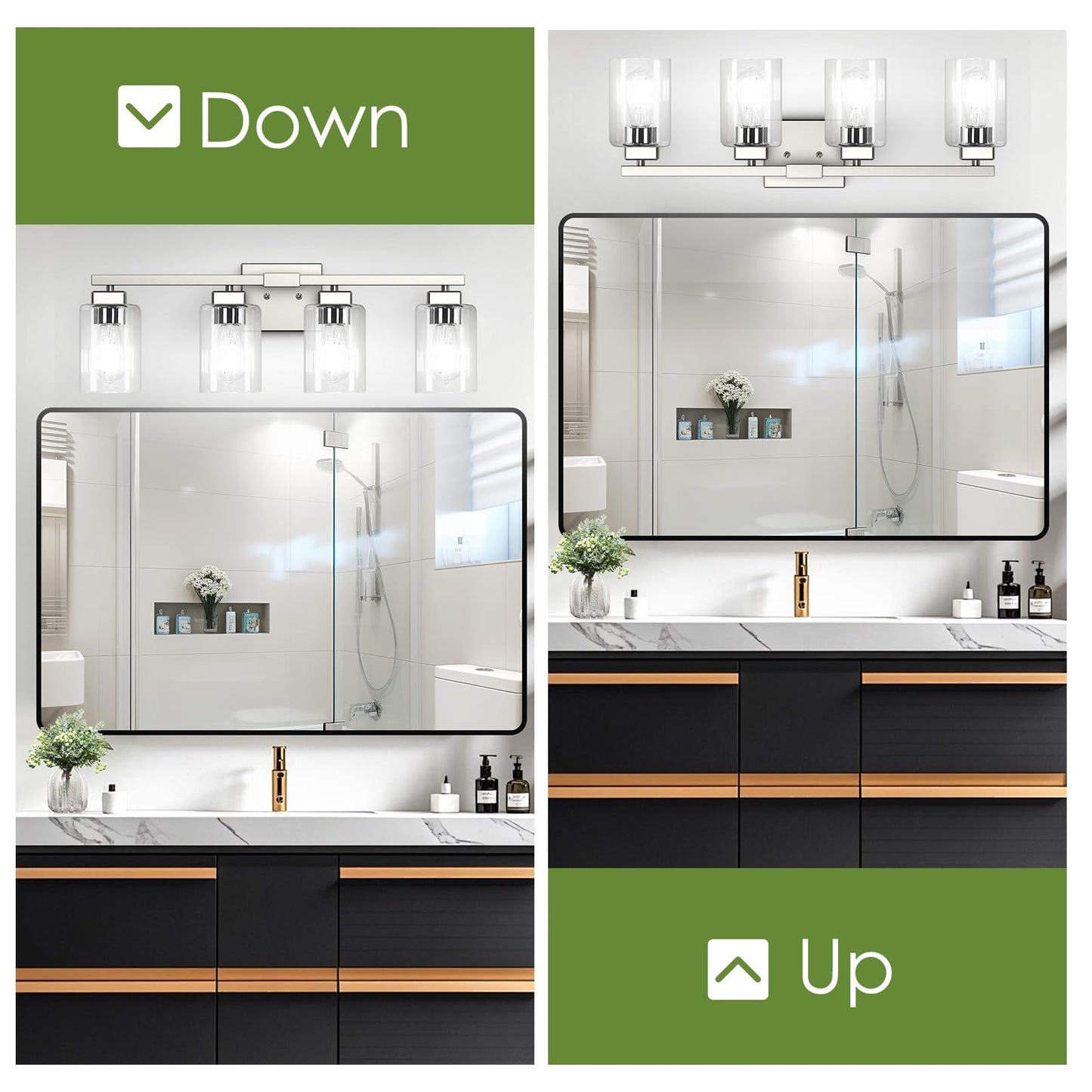 BesLowe 27" 4-Light Bathroom Light Fixture, Modern Brushed Nickel Bathroom Vanity Light, Bathroom Lighting Fixtures Over Mirror, Matte Nickel Bathrom Wall Lamp, Wall Lights for Living Room Bedroom