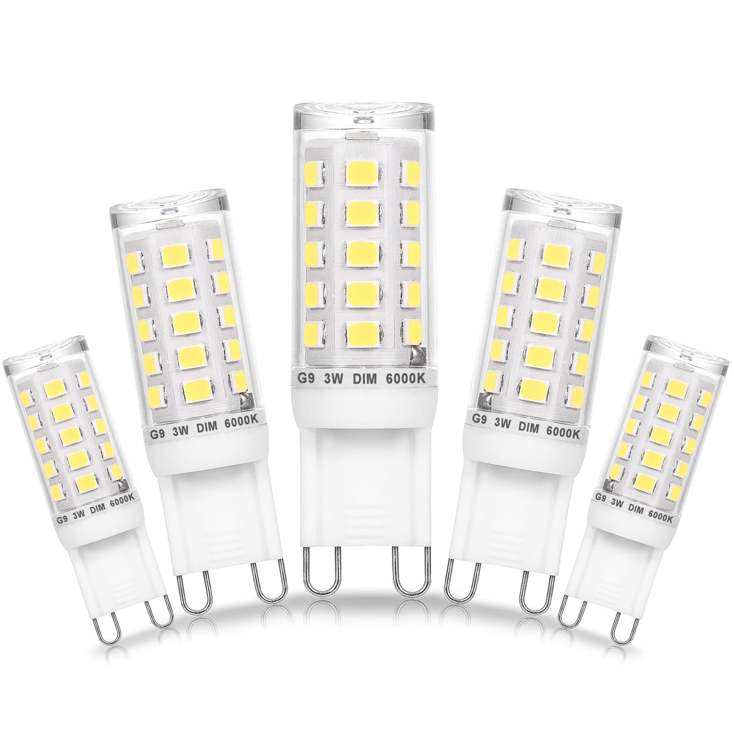 Ziomitus G9 Led Bulbs 3W Dimmable Daylight 6000K, 5-Pack, Energy Efficient Replacement For 20W/25W/30W Halogen,