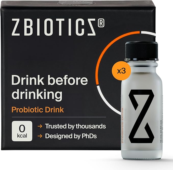ZBiotics — Feel Better After Drinking, Wake Up Refreshed, Science-Backed, Patented Probiotic for Easier Mornings, Travel-F...