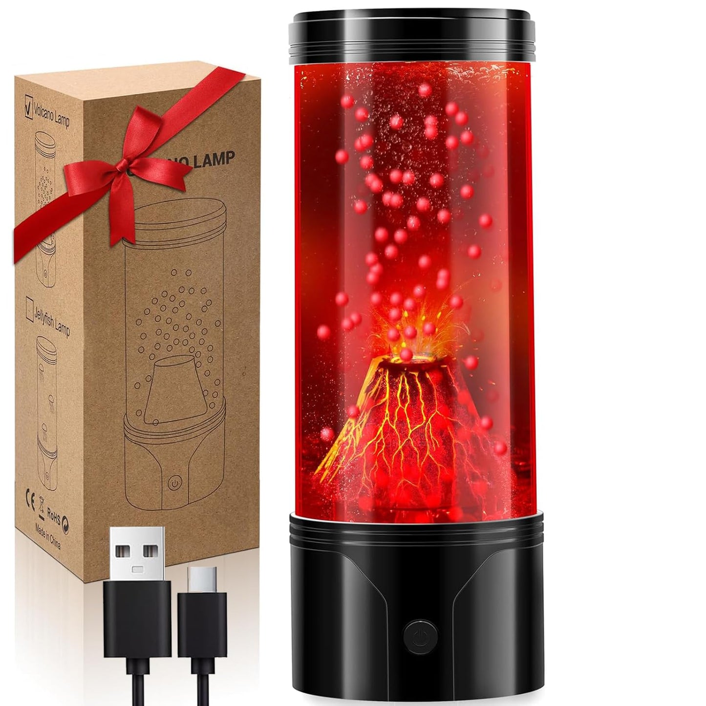 ONXE Volcano Eruption Lamp Science Kit - STEM Night Light, 8.7in Leak-Proof, USB/Battery, Gift Ready