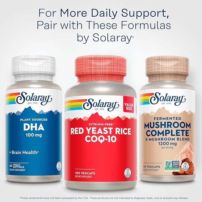 SOLARAY DHA Supplements 100 mg - D H A Omega 3 Fatty Acids for Wellness Support, Prenatal DHA Omega 3 Supplement - Plant Sourced from Algae Oil - 60-Day Guarantee, 60 Servings, 60 Vegan Softgels