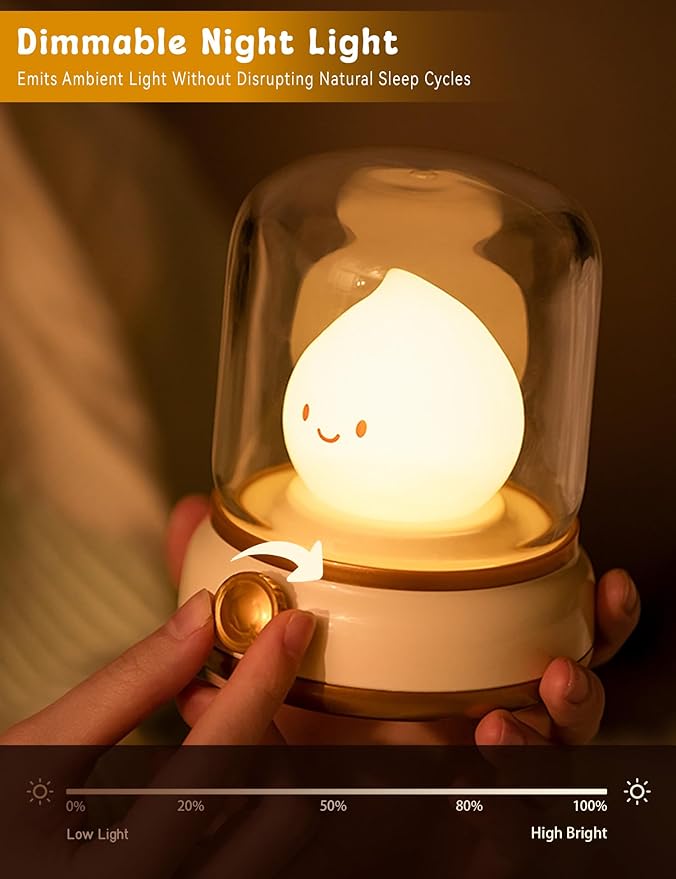 Christmas Gifts for Teens Flame Lamp, Christmas Decor,Kids Night Light，Adjustable Dimmable Rechargeable Night Light for Kids, Girls, Boys Gifts,Christmas Decorations
