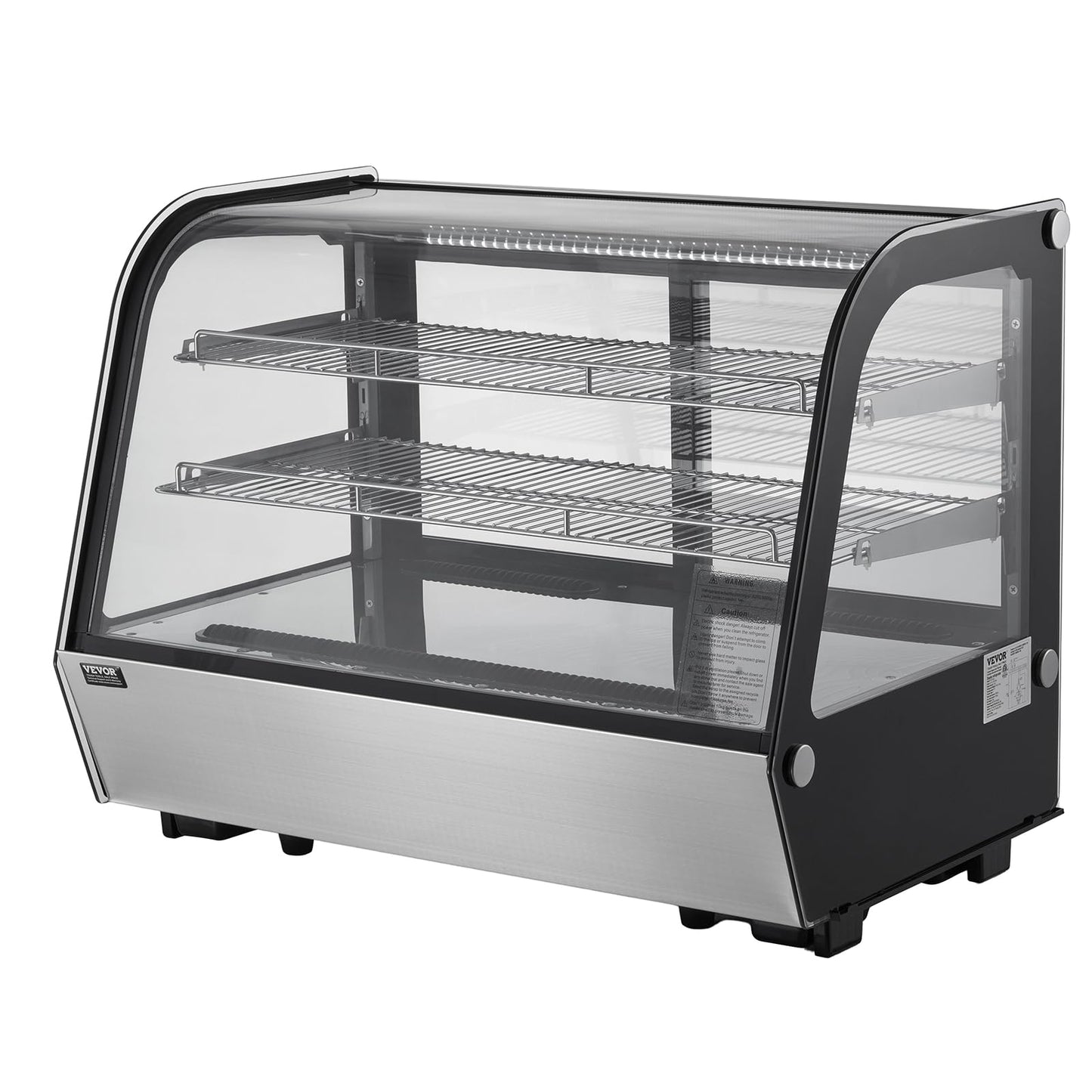 VEVOR Refrigerated Display Case, 5 Cu.Ft./146L Countertop Pastry Display Case, 2-Tier Commercial Display Refrigerator with LED Lighting, TURBO Cooling, Frost-Free Air-Cooling, for Bakery