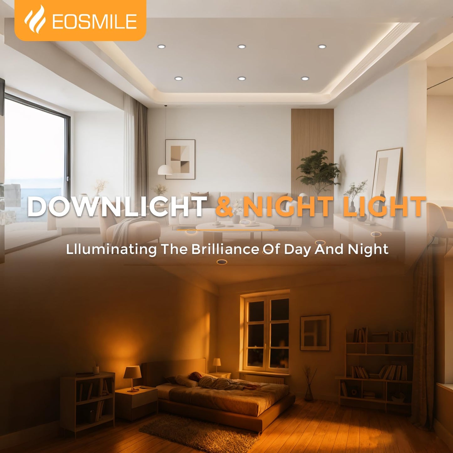 Eosmile 6 Inch Black Recessed Lighting With Night Light 16 Pack Canless Wafer  12W  120V  1100Lm  2700K-5000K Selectable  Dimmable  Etl Fcc