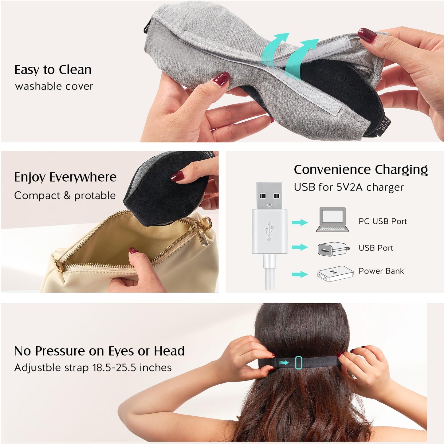 YFONG Heated Eye Mask for Dry Eyes, Stye and Migraines, USB Electric Eye Mask with 3 Temperature Settings & 4 Time Controls, Warm Eye Compress with Washable Cover for Eye Strain,Puffy and MGD (Black)