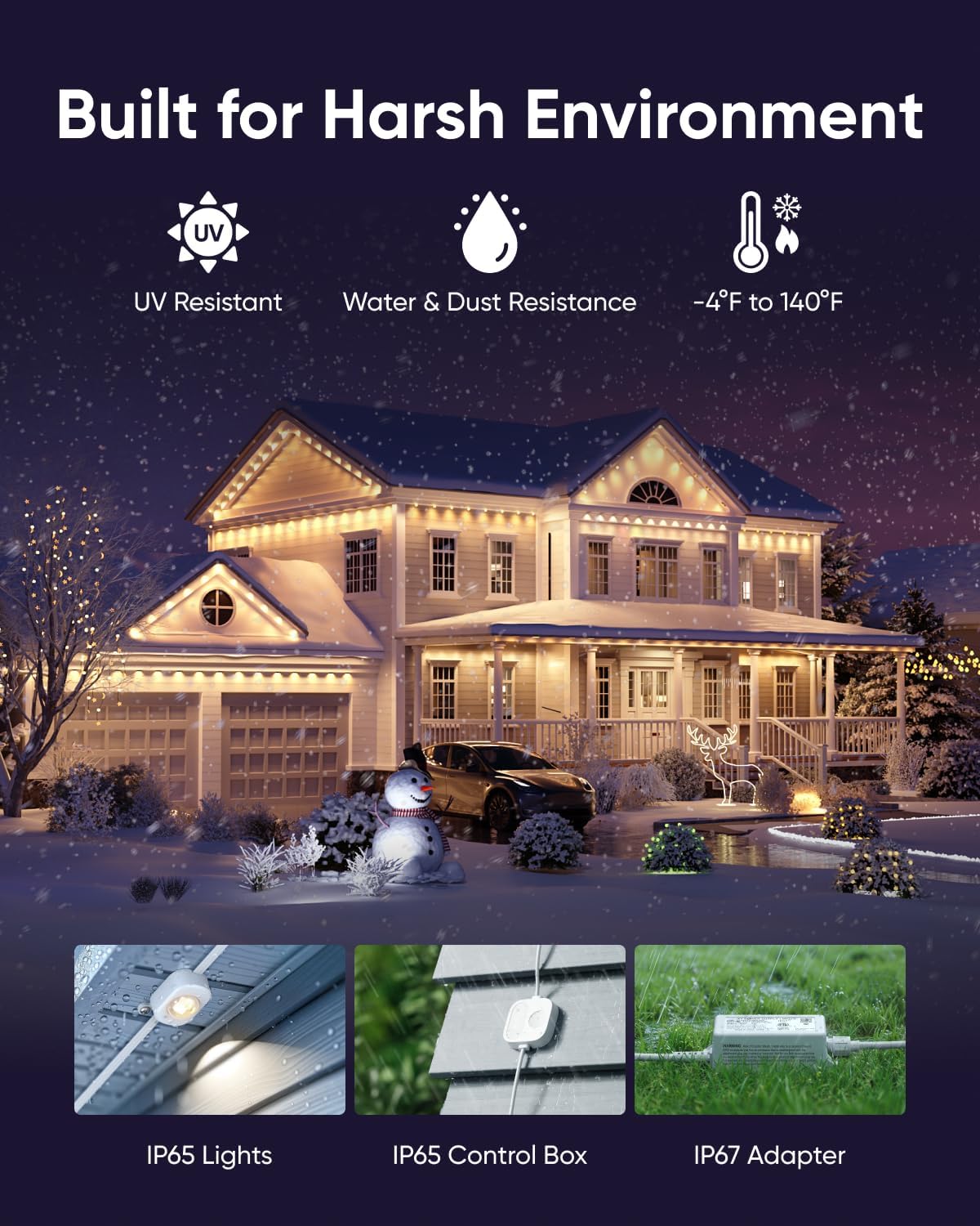 Eufy Permanent Outdoor Lights E22  150Ft With 90 Triple-Led Lights  Smart Rgbww  Daily And Holiday  Up To Ip67 Waterproof  Ai Lighting Themes For Halloween  Christmas  Links With Cameras  White