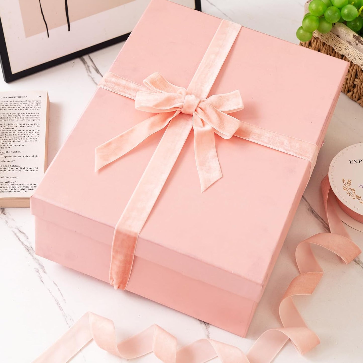 Pink Velvet Ribbon 5/8'' 2 Rolls Total 30 Yards, Use for Gift Wrapping, Christmas Tree, Wreath Decoration, DIY Crafts (Pink, Light Pink)