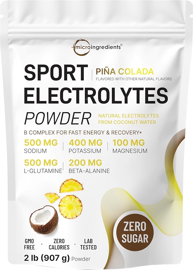 Micro Ingredients Electrolytes Powder, 2 lbs | 95 Servings | Sugar Free Workout Hydration | Potassium, Sodium, L-Glutamin...