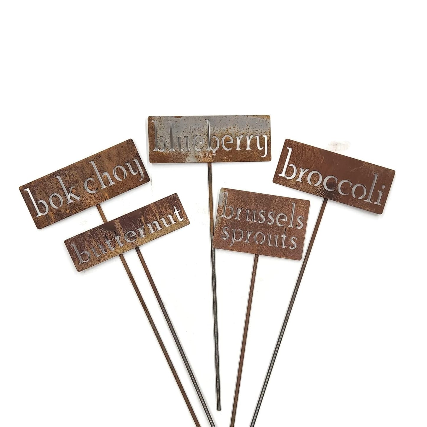 Classic Metal Garden Markers 19 Inches Tall (brussels sprouts, Naturally Rusted)