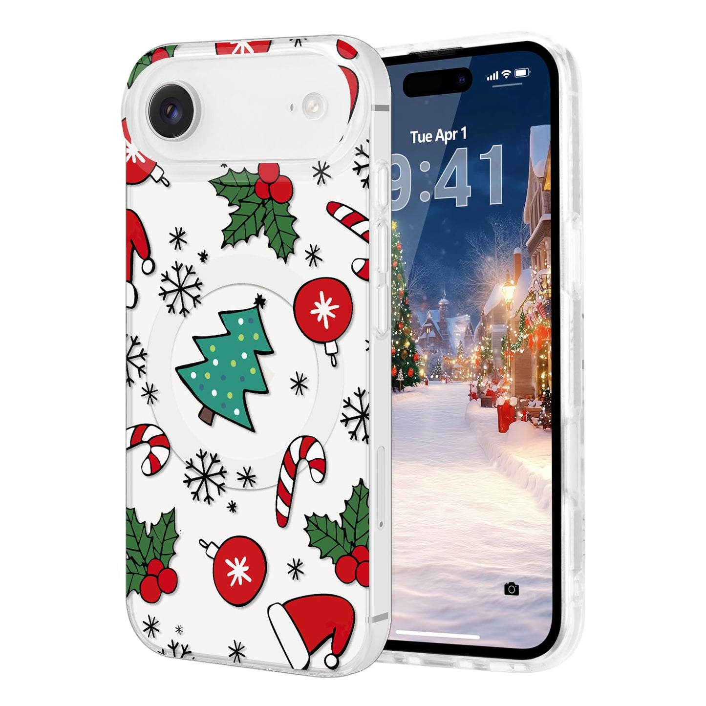 Pepmune for iPhone Air Case, Cute Merry Christmas Clear Phone Cover for Kids Women Men Xmas Tree Candy Pattern Compatible with M