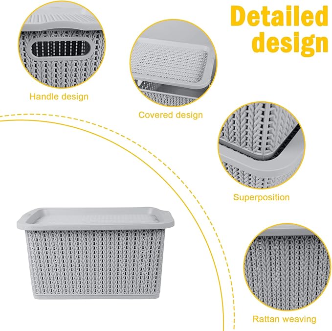 Egg Collecting Basket,Fresh Egg Holder Countertop with Lid,Farmhouse Weave Chicken Eggs Baskets,Large Capacity Eggs Gathering Storage,Plastic Storage Box with Handle Pantry Kitchen Organizer