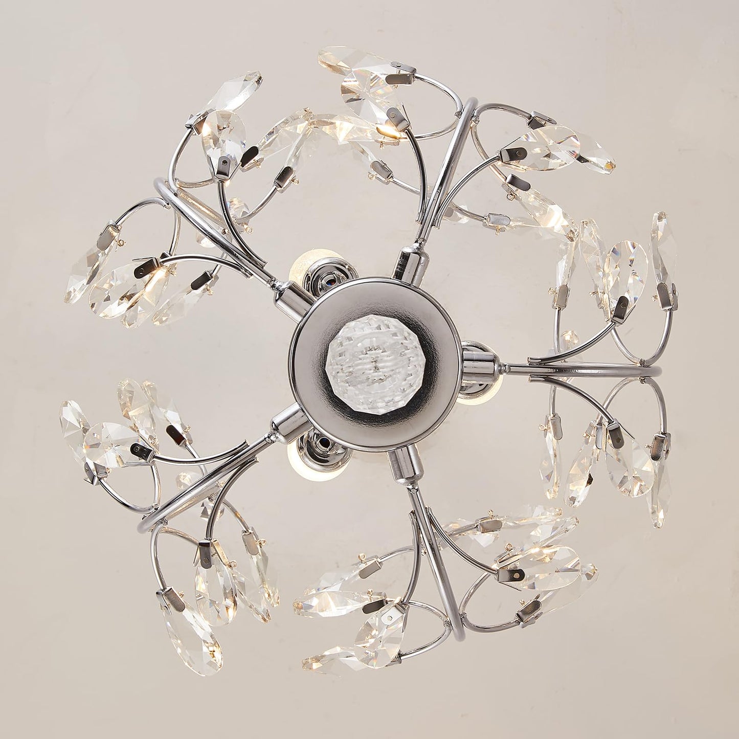 Ganeed 3-Light Branch Crystal Chandelier  Small Flush Mount Vintage Pendant Hanging Lighting  K9 Crystal Farmhouse Ceiling Light For Dining Room Bedroom Living Room Kitchen Hallway  Chrome Silvery