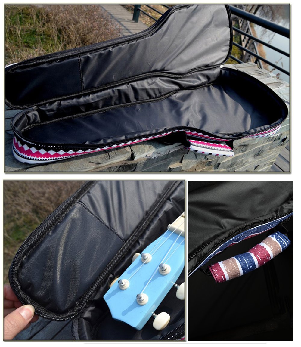 Hot Seal 10Mm Sponge Padding Waterproof Durable Colorful Conventional Ukulele Case Bag With Storage (21 Inch, Blue-Graffiti No.1
