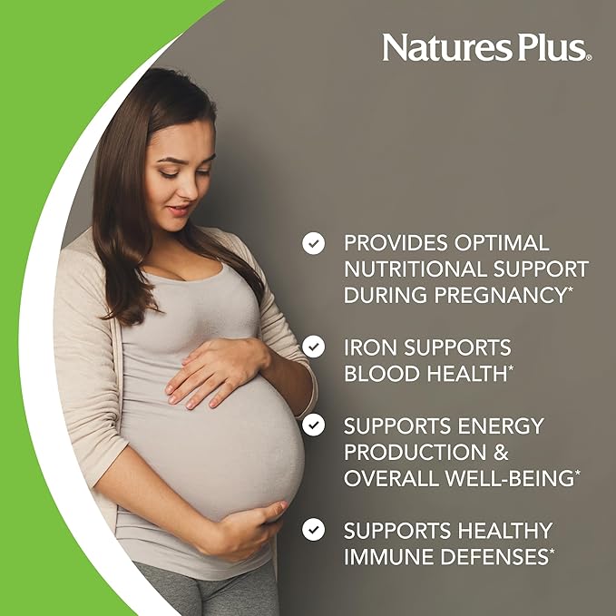 Natures Plus Source of Life Prenatal Liquid, Tropical Fruit - 30 fl oz - Multivitamin & Mineral Supplement - Nutritional Support During Pregnancy - Gluten Free, Vegetarian - 30 Servings