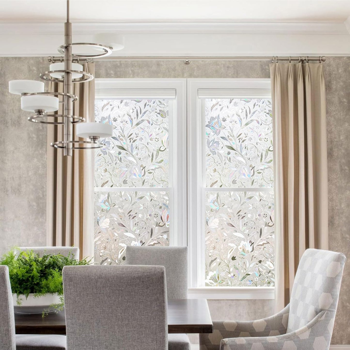 Kromapolis Window Film, Window Privacy Film, Window Vinyl Glass Covering, Stained Glass Decorative Film, Window Film Privacy Frosted, Static Window Clings, Non-Adhesive, No-Glue (11.8 x 78.7 inch)