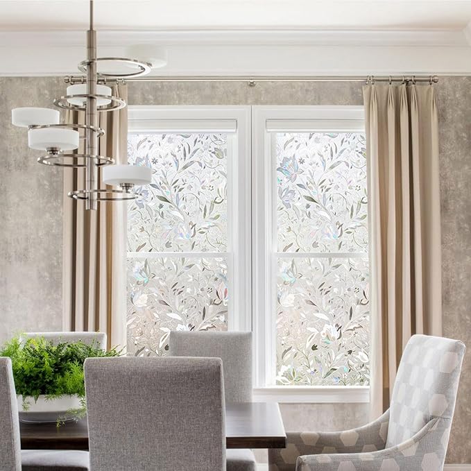 Kromapolis Window Film, Window Privacy Film, Window Vinyl Glass Covering, Stained Glass Decorative Film, Window Film Privacy Frosted Static Clings, Non-Adhesive, No-Glue (35.4 x 118.1inch)