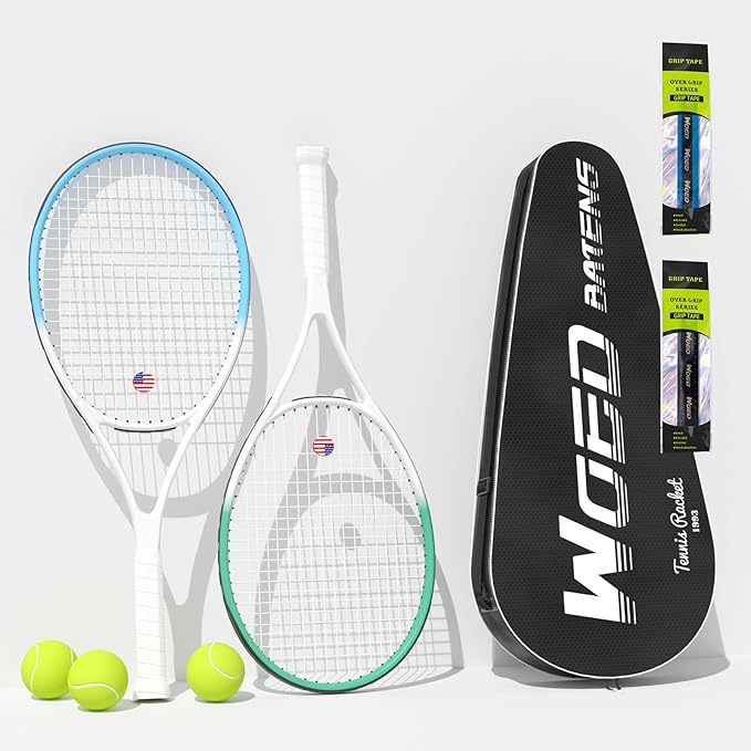 Adult 2 Player Tennis Racket Perfect for Beginner and Professional Players, 27” Speed Tennis Racquet Include Tennis Balls,...