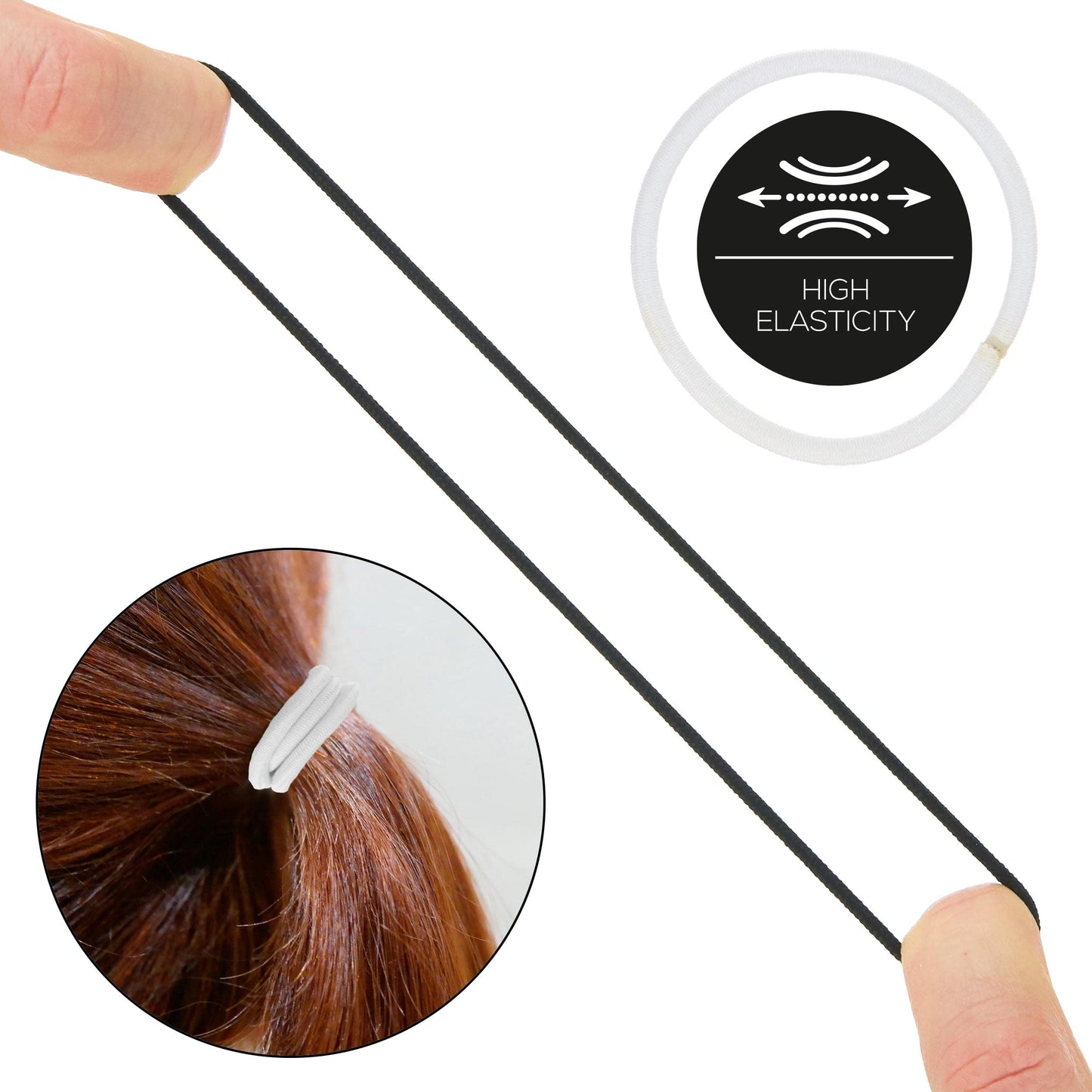 Expressions 216-Piece Hair Ties, 4mm Elastics Black & White Value Pack, No Metal Durable Ponytail Holders for Women, Suitable fo