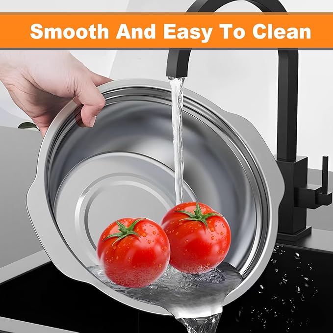 Stainless Steel Microporous Colander for Kitchen, 2.5QT Large Capacity, Colander and Bowl Set of Two, Stainless Steel Drain Basket with Mixing Bowl, for Washing Fruits and Vegetables