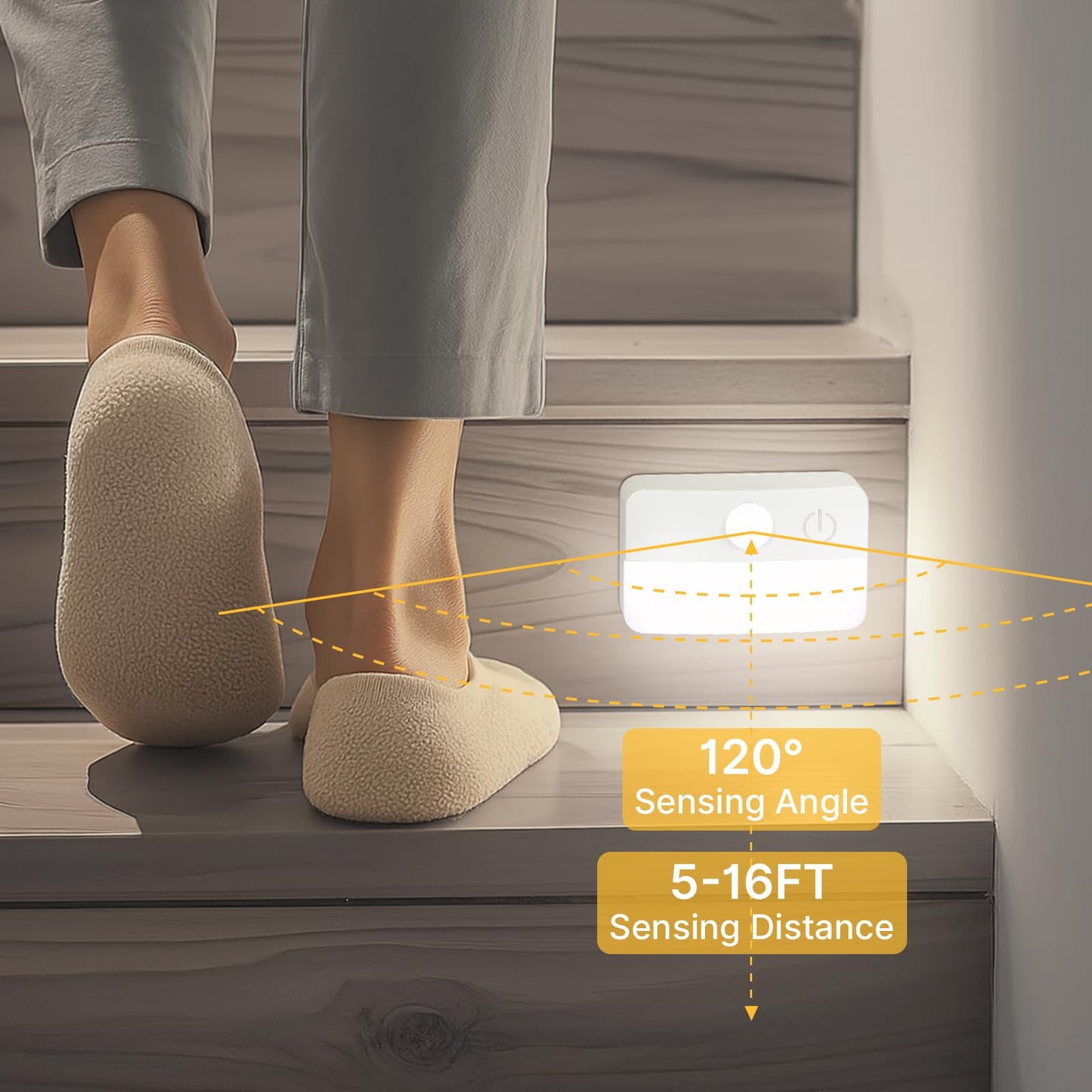 Guankai 3 Pack Motion Sensor Stair Lights For Indoor  Wireless Rgb Battery Operated Night Light  Led Stick On Hallway Closet Under Cabinet Step Portable Lamp For Bedroom Kitchen Bathroom