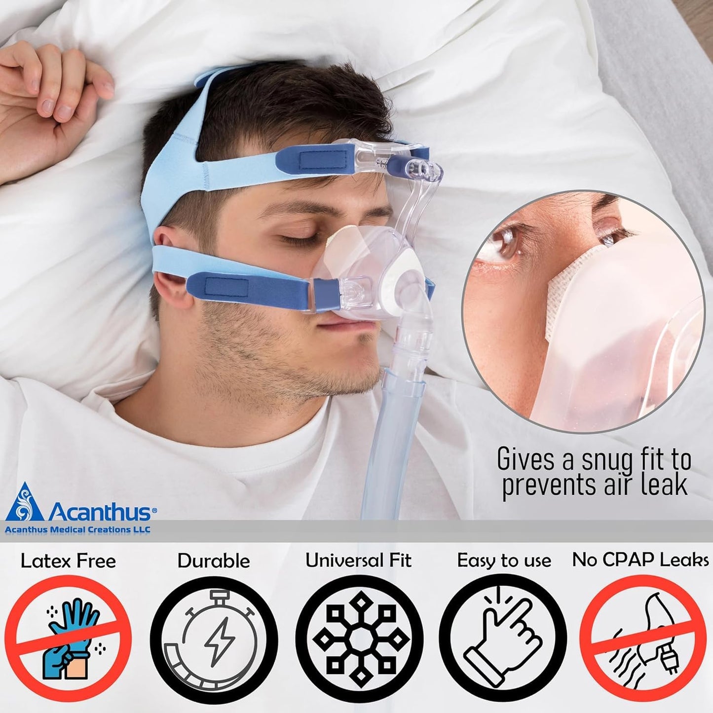 Acanthus - 12 Pack CPAP Nose Bridge Protectors (ANBP) Double for CPAP Mask Extra Cushion for Nasal Skin Protection - Reusable Latex-Free - CPAP Accessories Mask Liner - Pack of 12