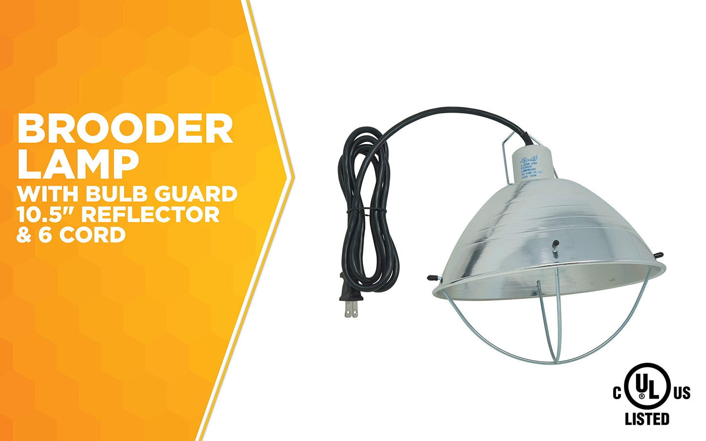 Woods Brooder Lamp with Bulb Guard, 10.5 Inch Reflector, 250 Watt, White, Model 0165
