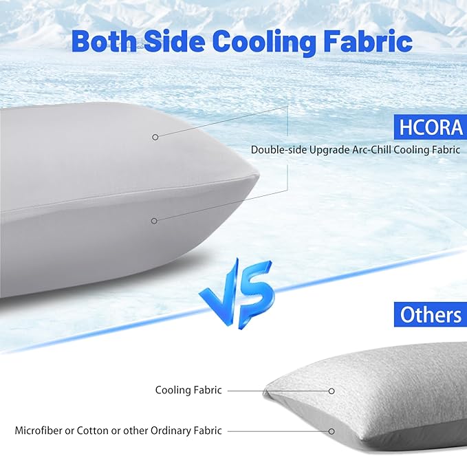 Cooling Pillow Cases for Hot Sleepers - Double Side Arc-Chill Q-Max>0.5 Cooling Fiber Cool Pillow Cases 2 Pack - Breathable Soft Cold Pillow Cases with Hidden Zipper (Light Grey, 20" x 30")
