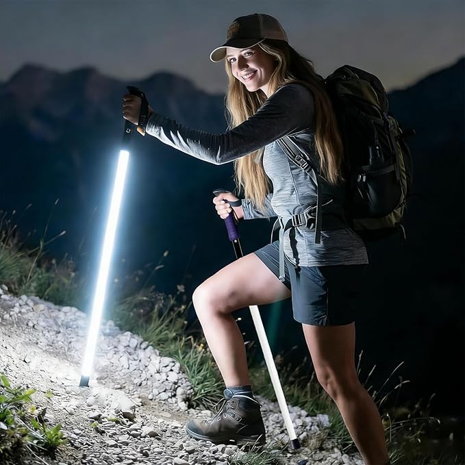 Hiking Poles with LED Light, Recharged Glowing Hiking Sticks, 360-Degree Soft Lighting, Ultra-Light Carbon Fiber & Aluminu...