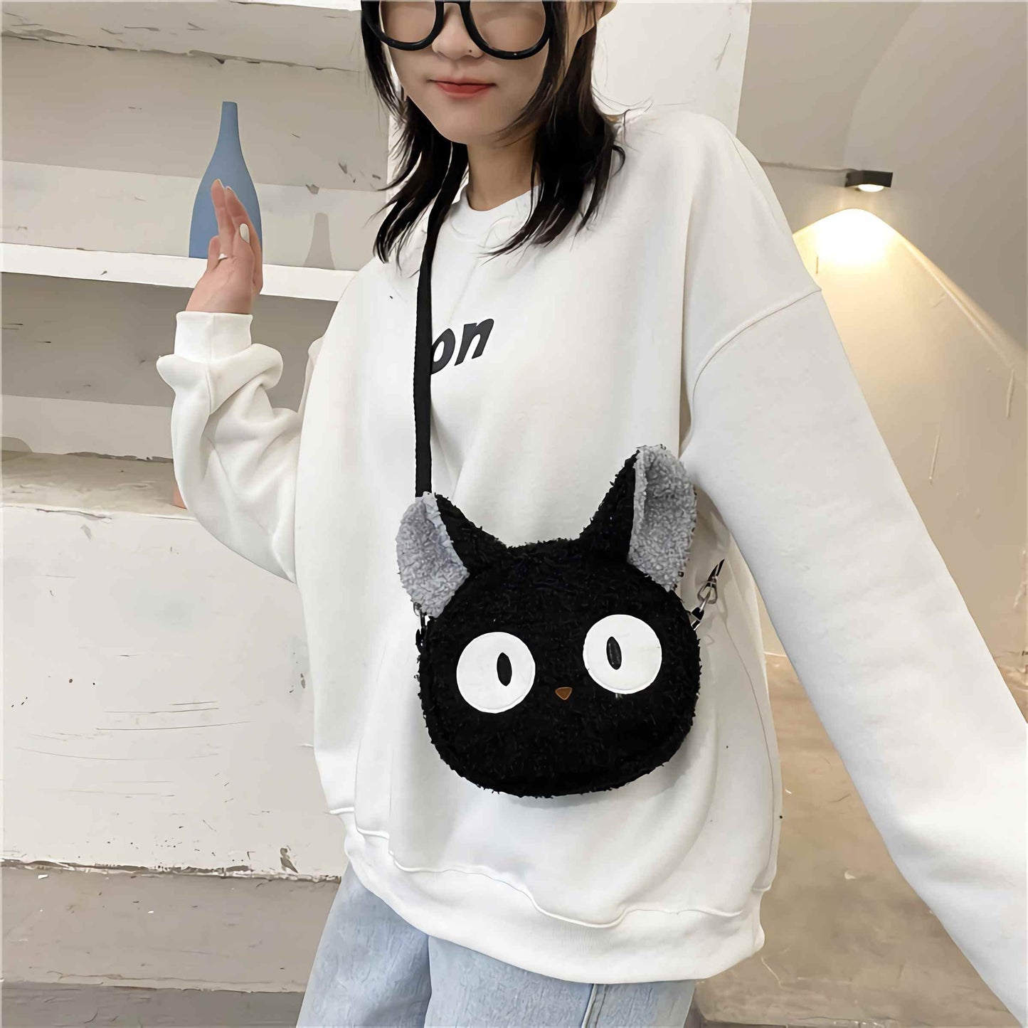 Lefe Liee cute cat purse for girls, kawaii plush anime crossbody bag, cat themed gifts for girls, mini novelty toddler purse for teen, teen trendy stuff, fluffy tote bag