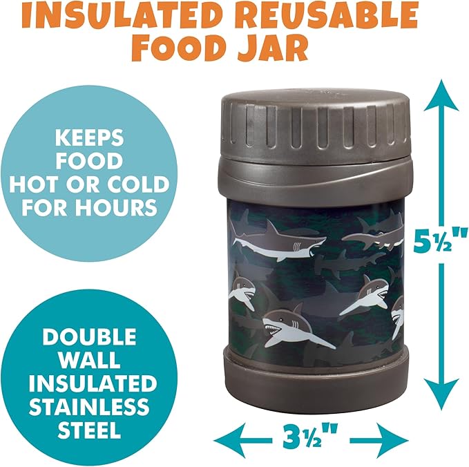 Bentology Insulated 13oz Food Jar for Kids- Hot or Cold Food, Soups, Liquids, Noodles - Wide Mouth Stainless Steel Container & BPA Free, Large Leak Proof thermos for Back to School Lunch Boxes, Bags
