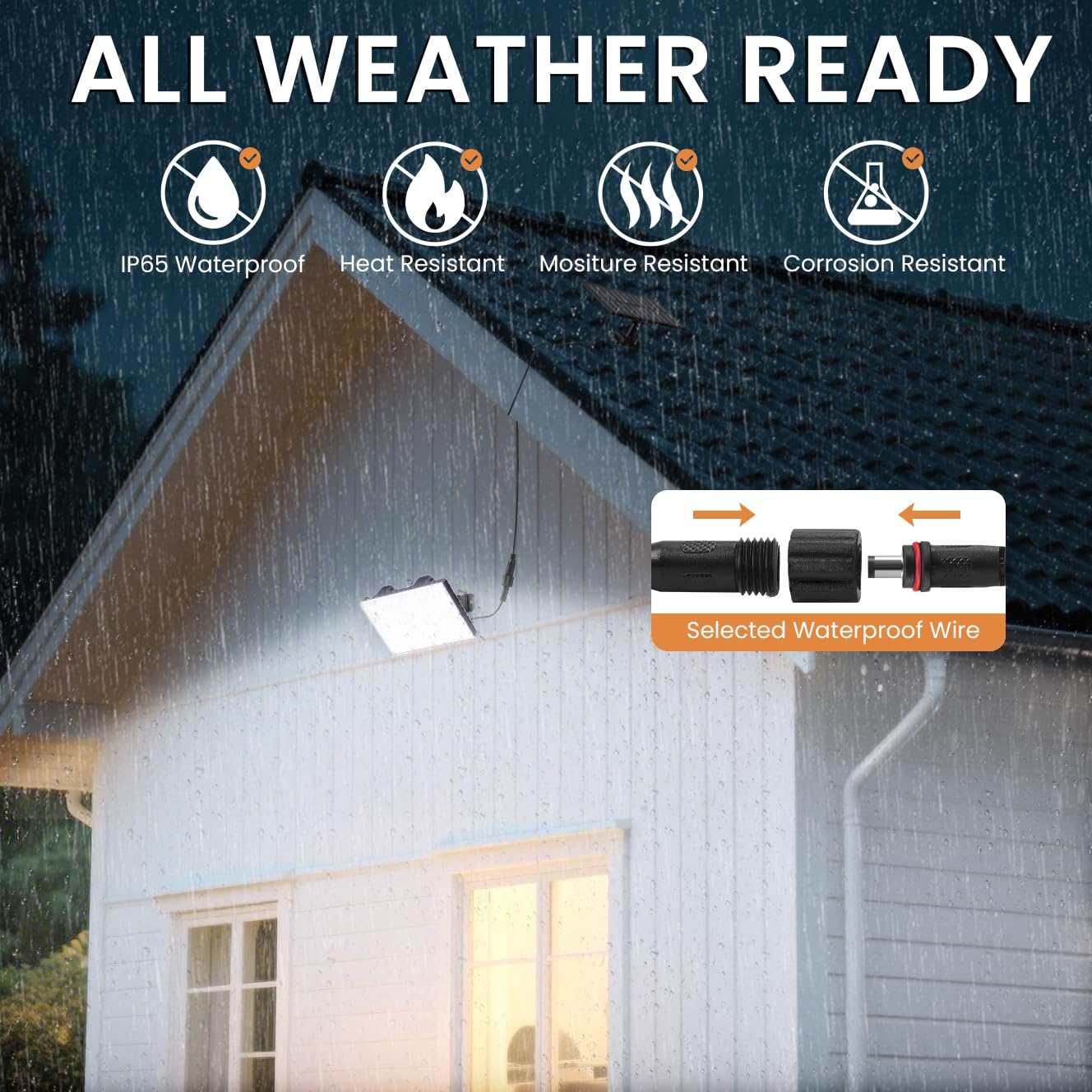 LumiZen Solar Outdoor Lights, 3800LM LED Flood Lights with 16.4 Ft Cable, Remote Control Solar Motion Sensor Lights with 3 Modes, Solar Powered Security Lights for Outside Patio, Yard, Garage, 3 Pack