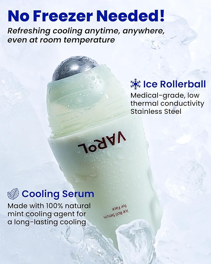 Ice Roll Serum | Cooling Face Roller with Serum for Depuffing, Under Eye Bag, Hydrating, Soothing & Pore Tightening with Panthenol & Tannin | Korean Skin Care & Gua Sha Facial Tool | 1.69 Fl Oz