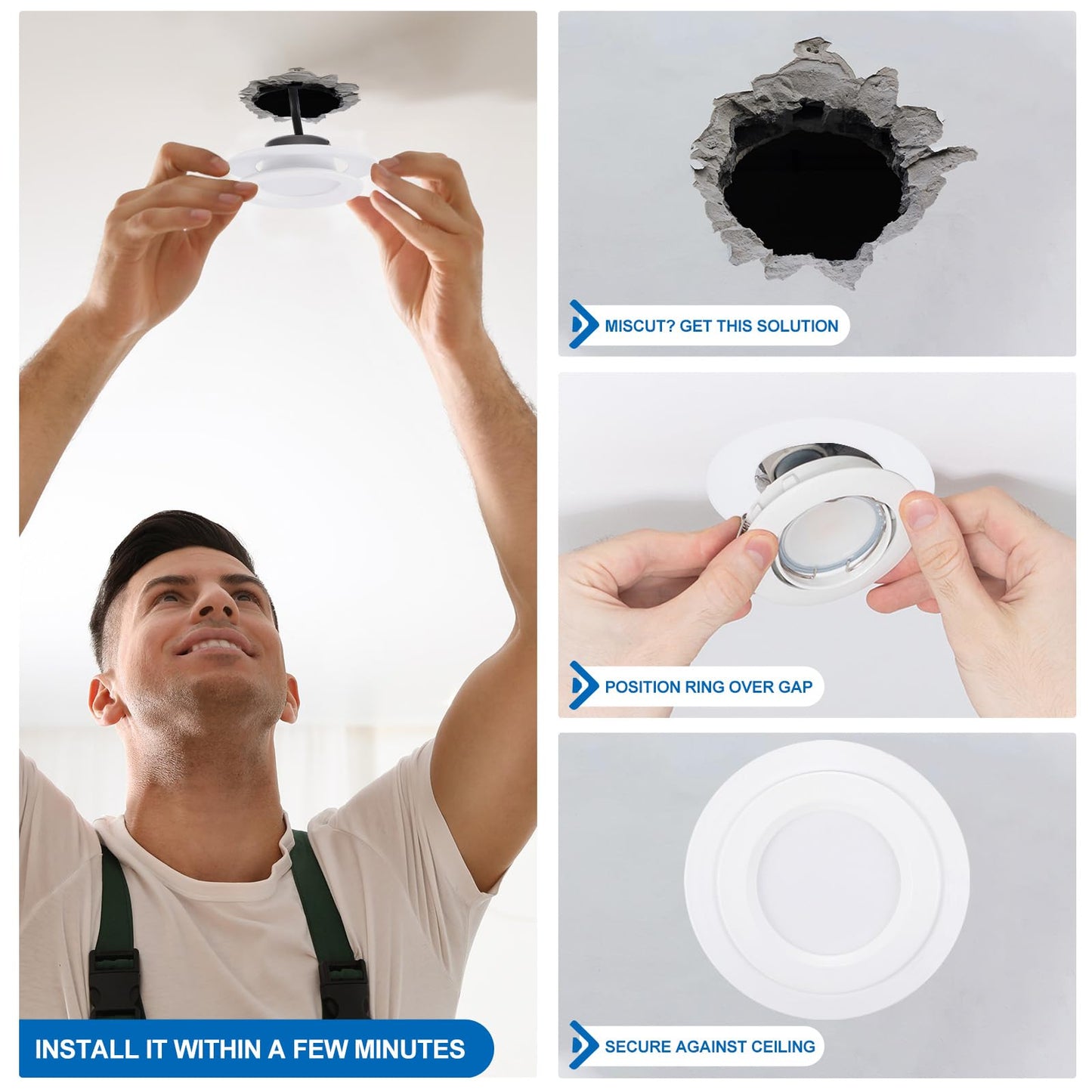 Patikil 4.13 Id 5.31 Od Light Trim Ring  White Goof Ring Matte Circular Light Cover Lighting Fixture For Ceiling Wall Recessed Can Downlights