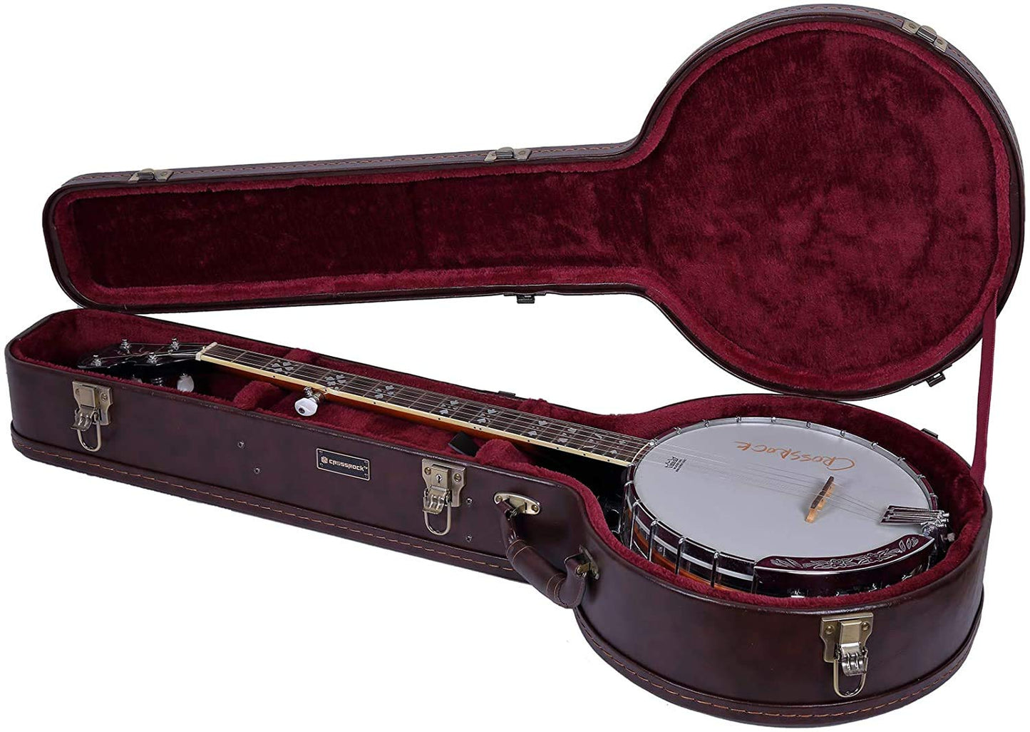 Crossrock Crw600Bjbr Wooden Case For 5 String Resonator Banjo, Vintage Brown (Crw620Bjbr)