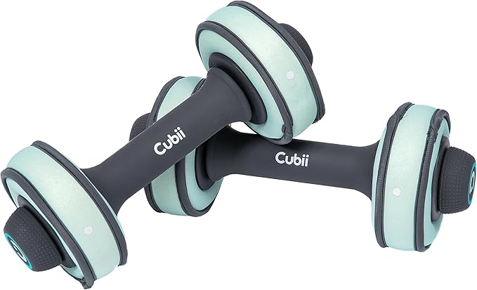 Cubii Build Adjustable Dumbbell Set - Includes Two Adjustable Hand Weight Dumbbells Plus 4 Cubii 1 lb SoftRings Free Weigh...