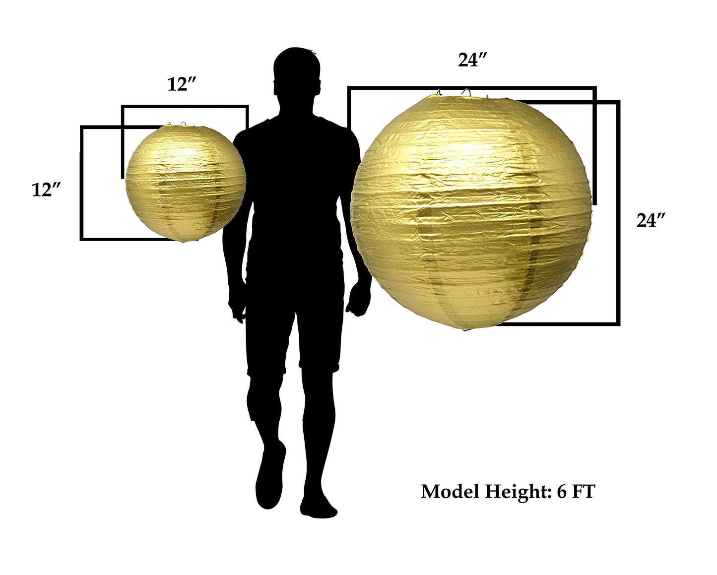 Mudra Crafts Paper Lanterns - Black Gold, 12 Inch, Round Decorative Hanging Ceiling Decorations for Weddings and Parties