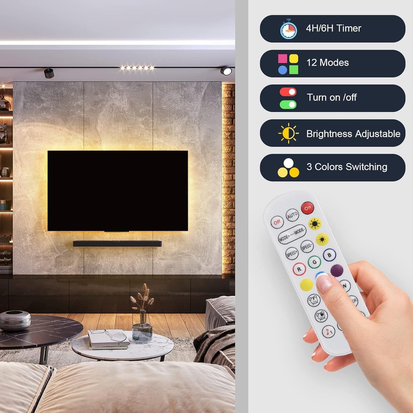 EJs SUPER CAR Battery Powered LED Strip Lights, 20 inch x 4 Pack, RGB APP, Wireless, Plastic, Model 0206052